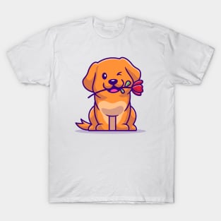 Cute Dog With Rose T-Shirt